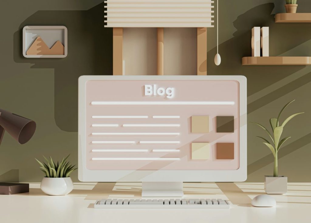 Darstellung eines Blog-Layouts auf einem Desktop-Monitor als Symbol für SEO-optimierte Blogartikel und Content-Marketing.