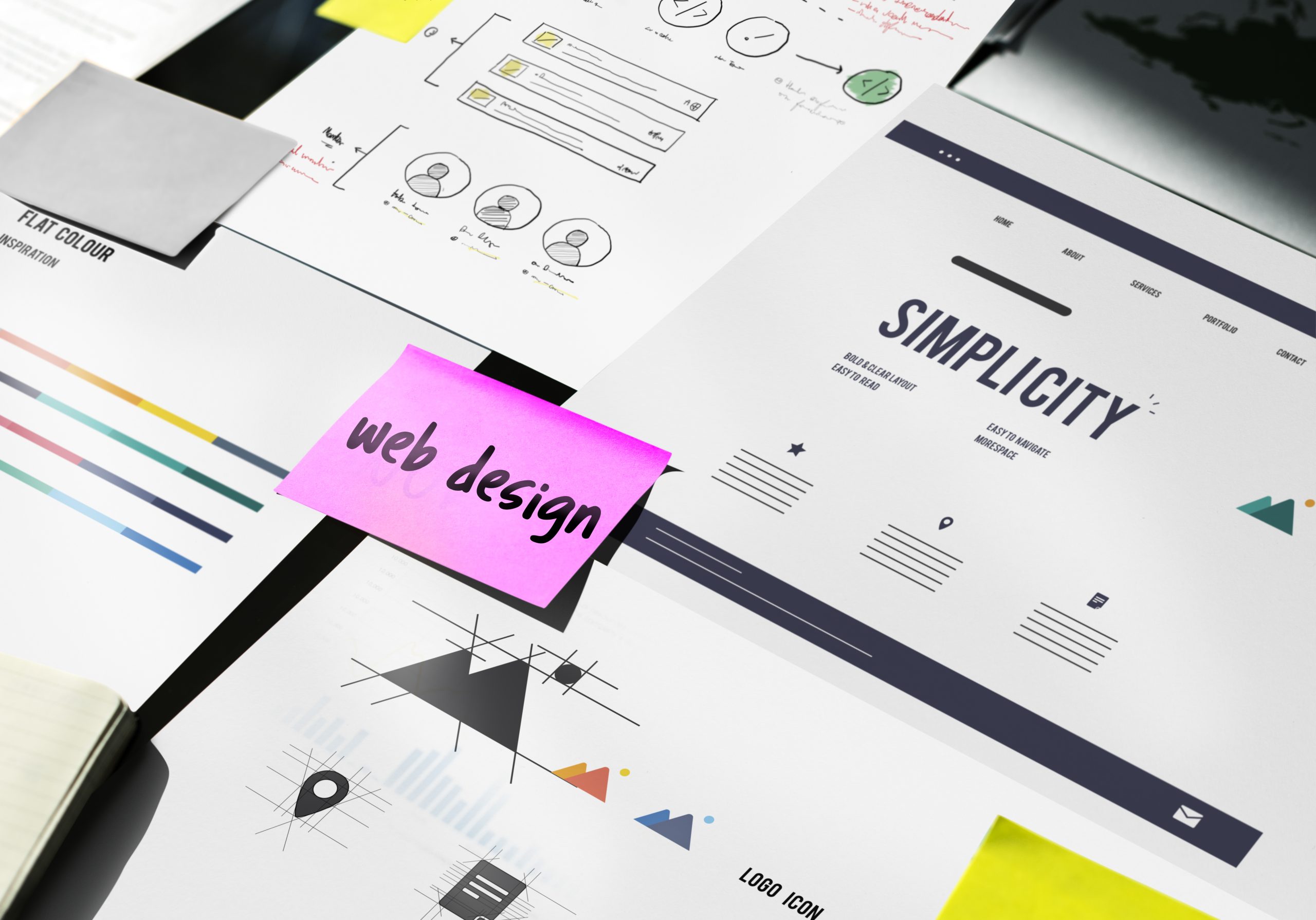Webdesign-Planung mit Wireframes, Skizzen und Sticky Note – Konzeptentwicklung für eine Website